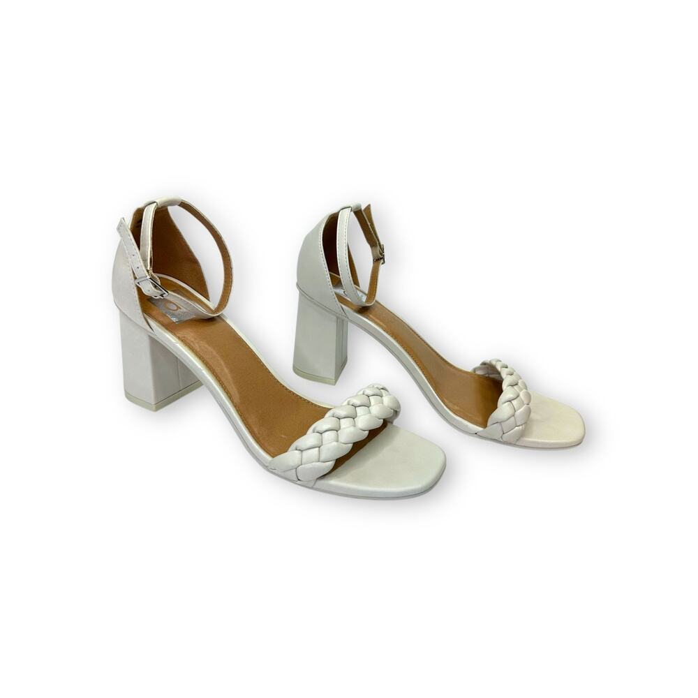 DV Dolce Vita Women's Hilo Sandals Size 11 Ivory Cream Braided Block Heel Sandal - Picture 2 of 10